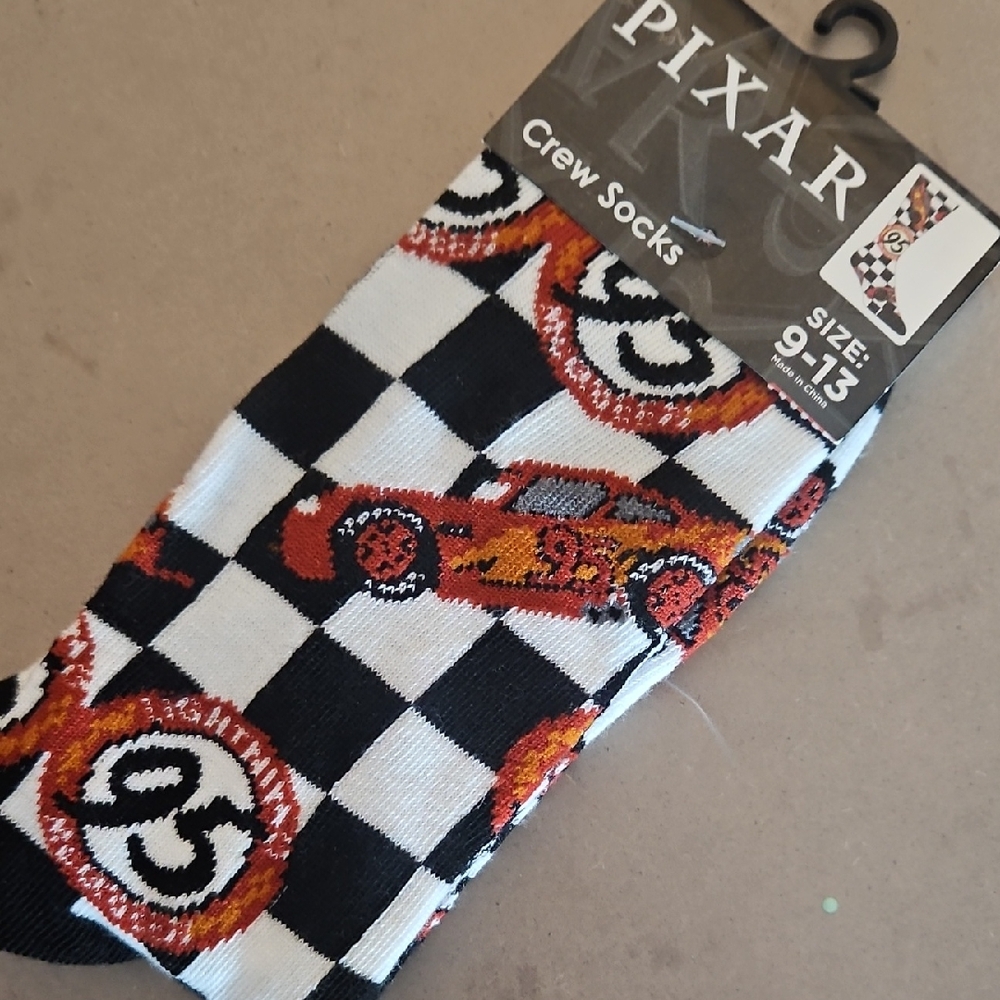 Disney Pixar Cars Lightening McQueen Crew Socks